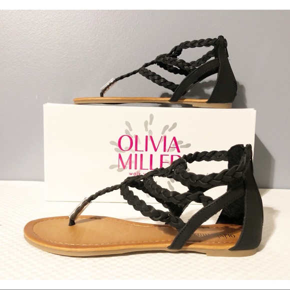 Olivia Miller Black Sandals, NEW - Picture 2 of 6